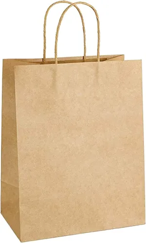 HSMOK 100PCS 7.8x4.3x10.6 Kraft Brown Paper Bags with Handles for Wedding Party Craft Retail Packaging Recycled Twist handles Gift Bag (Brown,100)