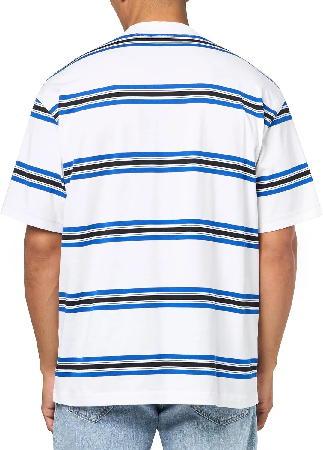 HUGO Men's Small Logo Stripe Cotton T-Shirt