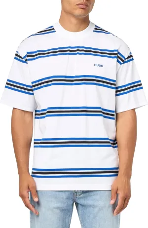 HUGO Men's Small Logo Stripe Cotton T-Shirt