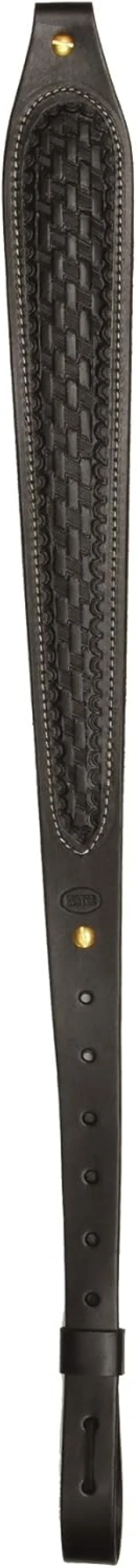 Hunter Company 100% Full Grain American Cow Hide Leather Rifle Sling Black Basket Weave Cobra Sling (27-138-01)