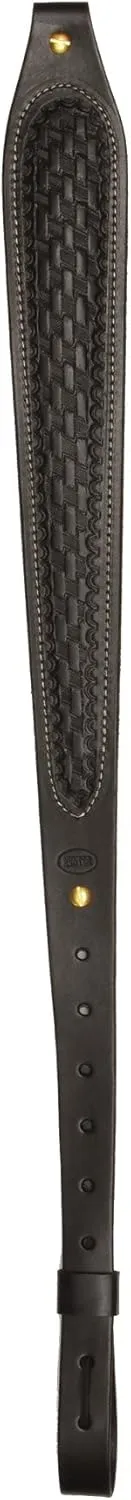 Hunter Company 100% Full Grain American Cow Hide Leather Rifle Sling Black Basket Weave Cobra Sling (27-138-01)