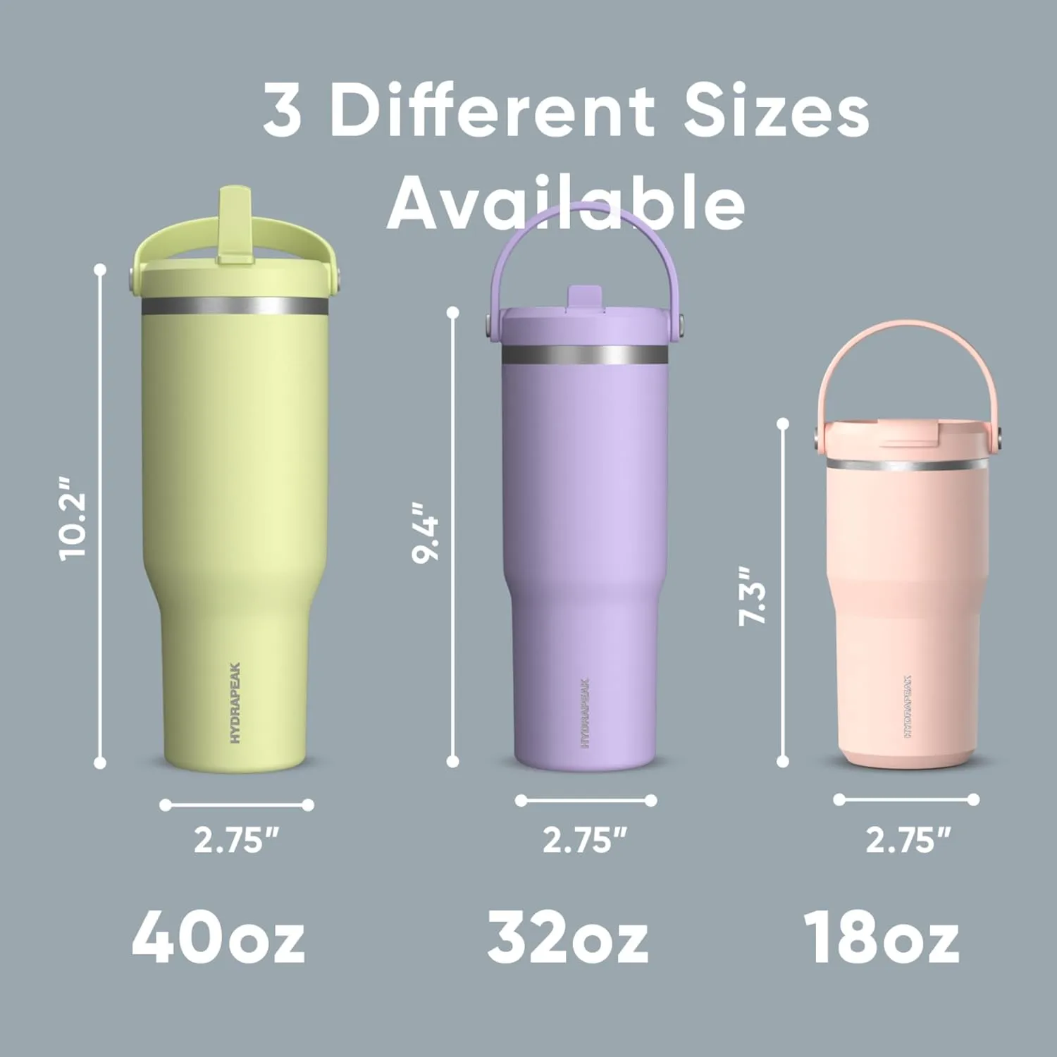 Hydrapeak Nomad 32 oz Tumbler with Handle and Straw Lid, Leakproof, Double Insulated, 32oz Cup, Stainless Steel (Powder Blue)