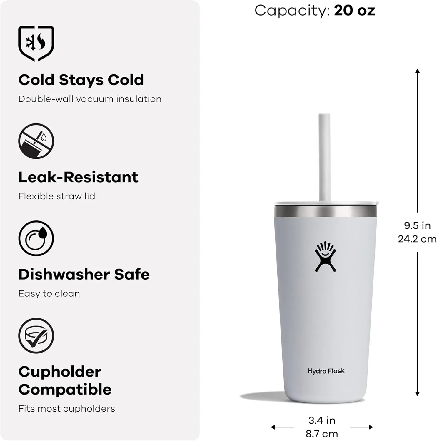Hydro Flask 20 Oz All Around Tumbler Straw Lid Birch