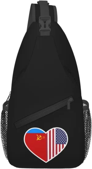 I Love America And The Russian Soviet Federative Socialist Republic Crossbody Bags For Women Men Chest Backpack Gym Shoulder Bag Travel Outdoor Sports Casual Crossbody Bags