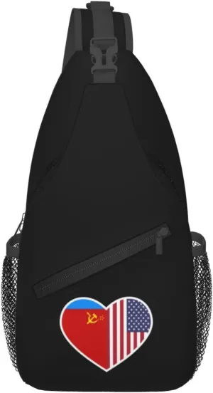 I Love America And The Russian Soviet Federative Socialist Republic Crossbody Bags For Women Men Chest Backpack Gym Shoulder Bag Travel Outdoor Sports Casual Crossbody Bags