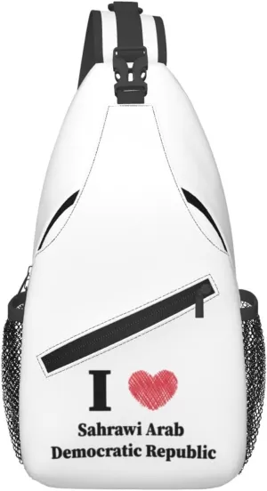 I Love Sahrawi Arab Democratic Republic Crossbody Bags For Women Men Chest Backpack Gym Shoulder Bag Travel Outdoor Sports Casual Crossbody Bags