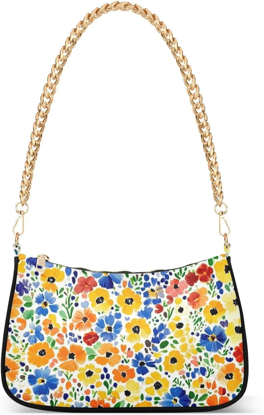 Impressionist Flowers Colorful Calico trendy chain shoulder sling bag hand bags for travel
