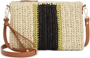 I.N.C. International Concepts Tropical Straw Crossbody Bag, Black/Natural
