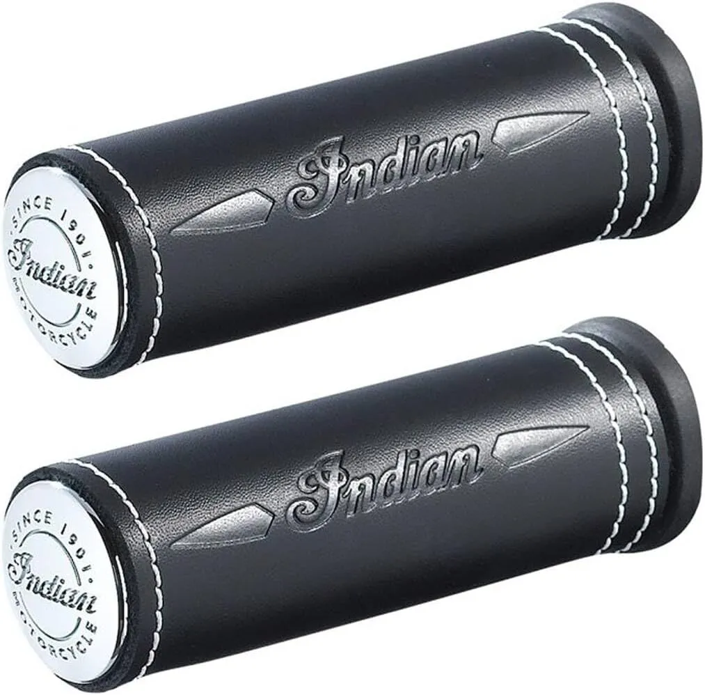 Indian Motorcycle Handlebar Grip Wraps, Pair, Genuine Leather, Black, for Specific Chief, Chieftain, Challenger, Roadmaster, Springfield, Pursuit Models and More, for Comfortable Grip - 2879999-01