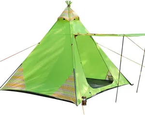 Indian Tent Outdoor Family Camping Tent 3-4 People Tribal Style Pyramid Tent Indoor Children's Tent (Brown) (Green)