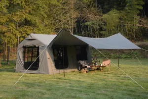 Inflatable Camping Tent for Family Adventures, Quick Setup Waterproof Air Tent, Spacious 9.8x13ft Design, Army Green