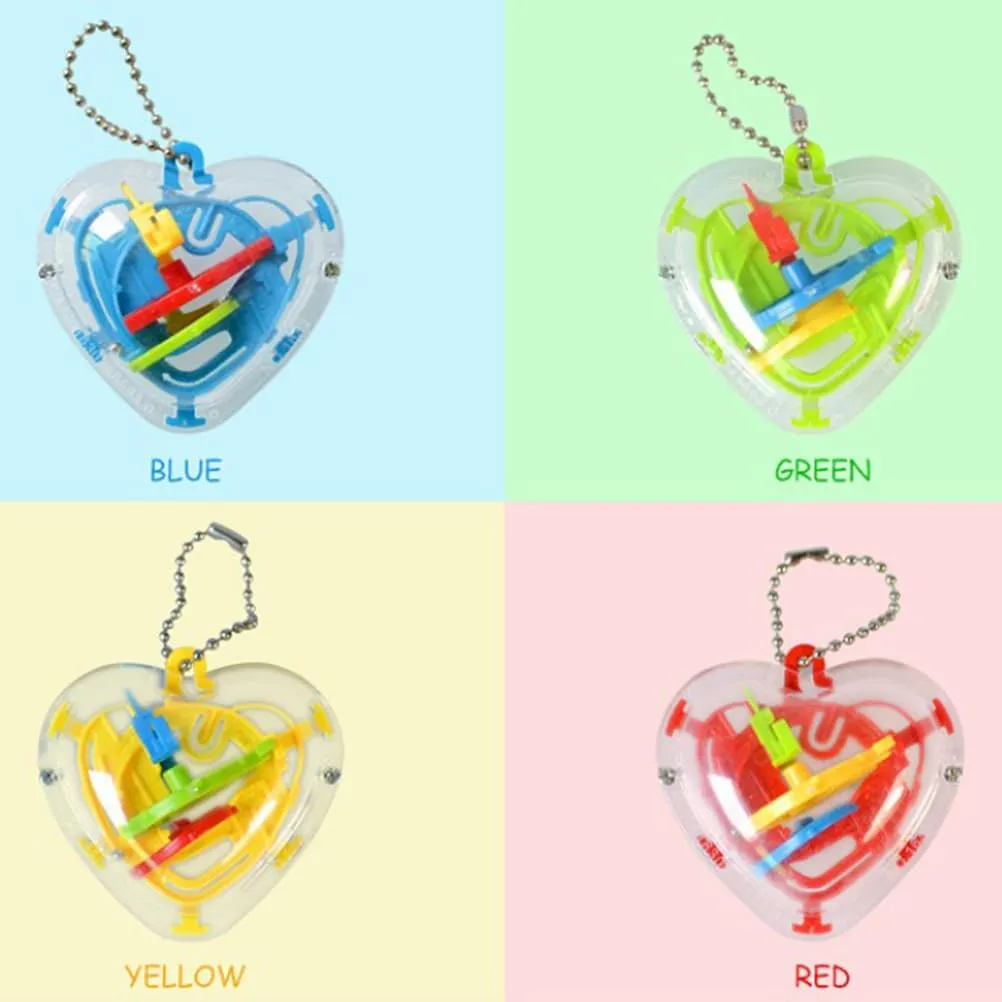 Iq Test 4pcs Birthday Kids Sphere Labyrinth Toys 3D Interactive Maze Game Puzzle Toy Maze Ball Brain Teaser Three-Dimensional Toys Labyrinth Ball Keyring