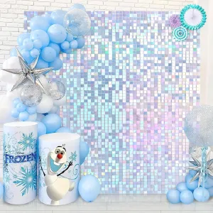 Iridescent Shimmer Wall Backdrop Sequin Panel Backdrop Silver 36 Panels Birthday Wedding Backgrounds Party Decoration