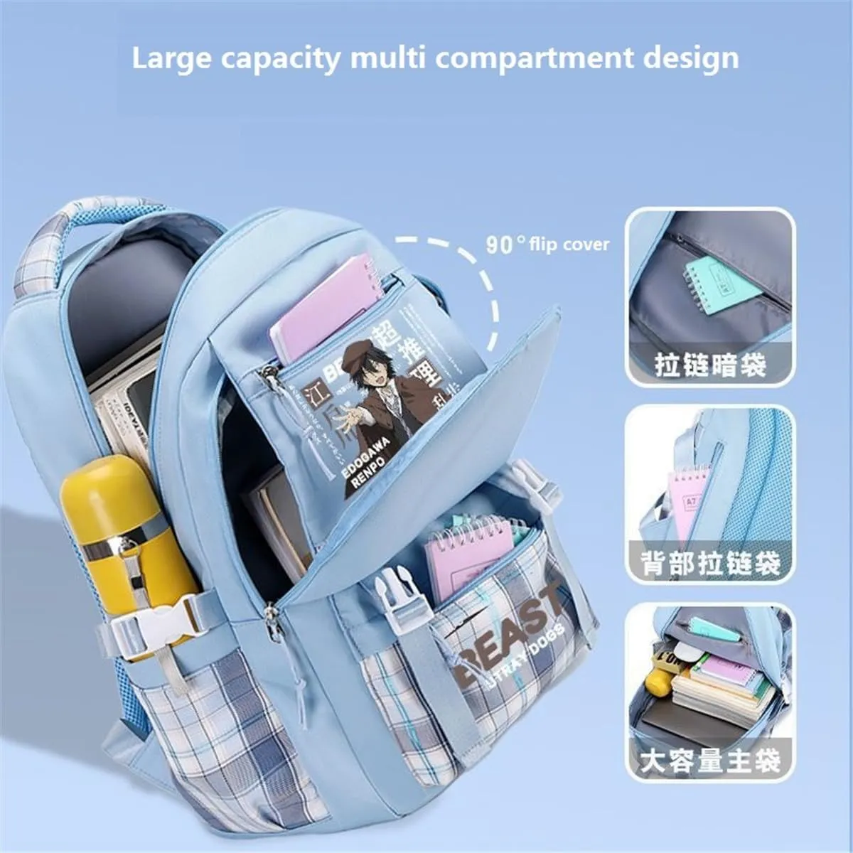 ISaikoy Anime Bungo Stray Dogs Backpack Student Daypack Bookbag Daypack School Bag 8