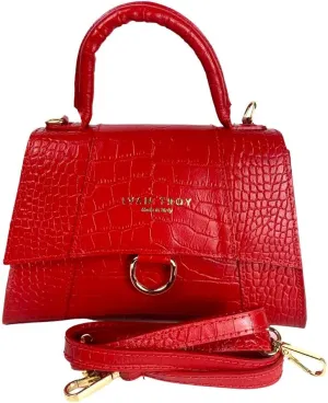 Italian Crocodile print Handbags for Women Genuine Cow Leather Purses Top Handles Shoulder Bag