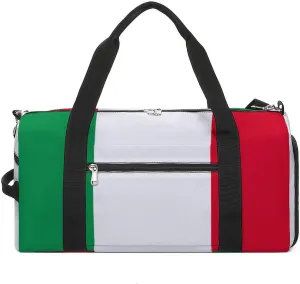 Italian Flag Gym Duffel Bag for Boys Girls Waterproof with Shoe Compartment