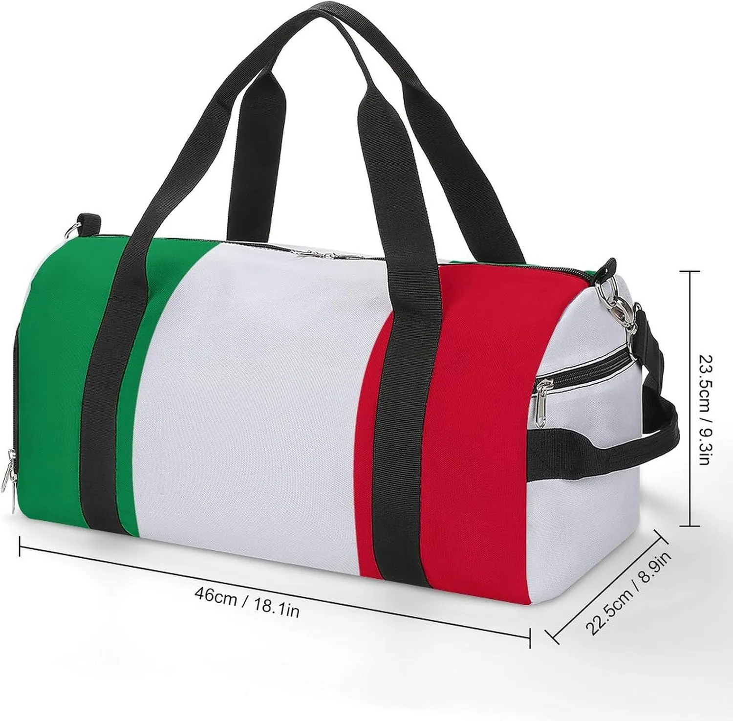 Italian Flag Gym Duffel Bag for Boys Girls Waterproof with Shoe Compartment