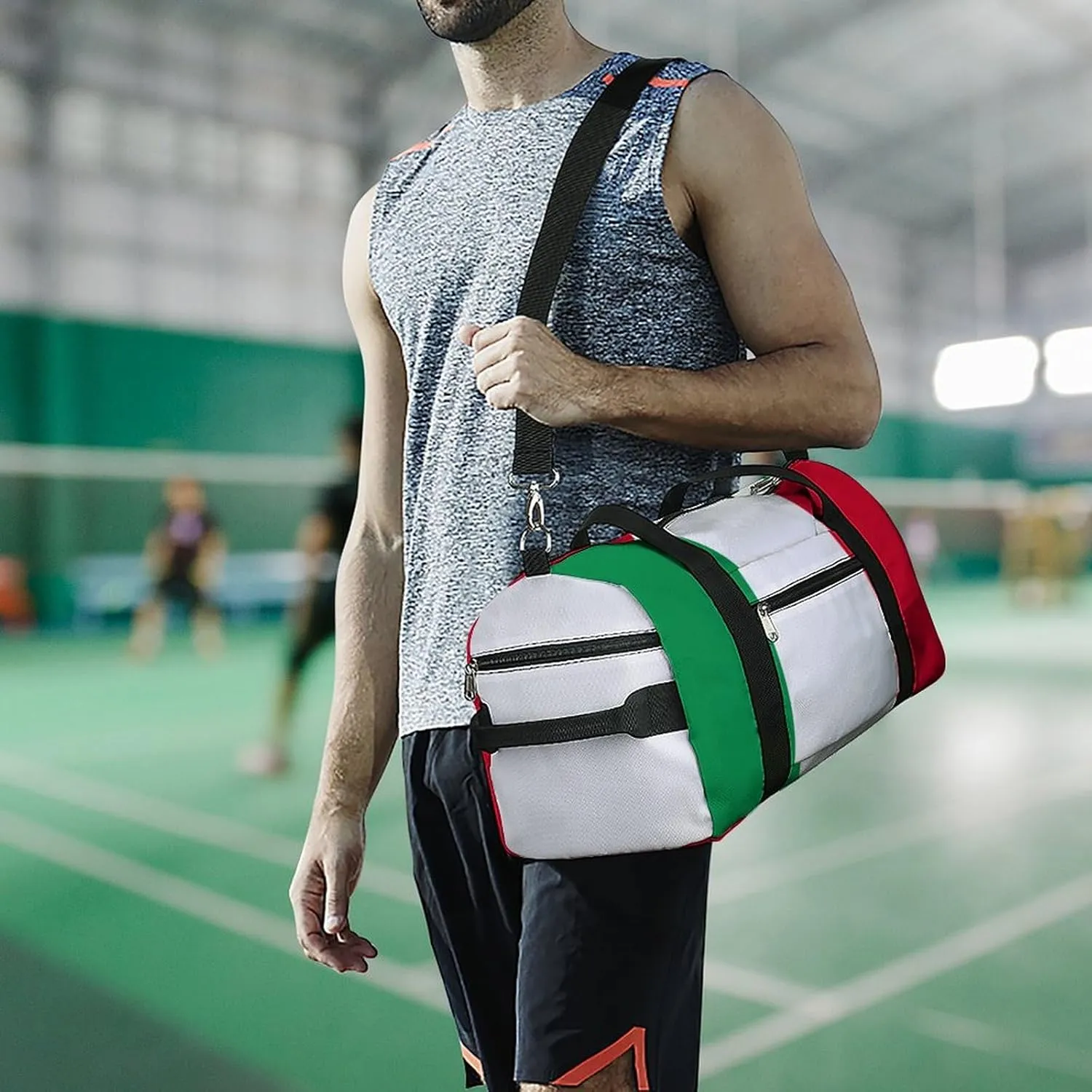 Italian Flag Gym Duffel Bag for Boys Girls Waterproof with Shoe Compartment