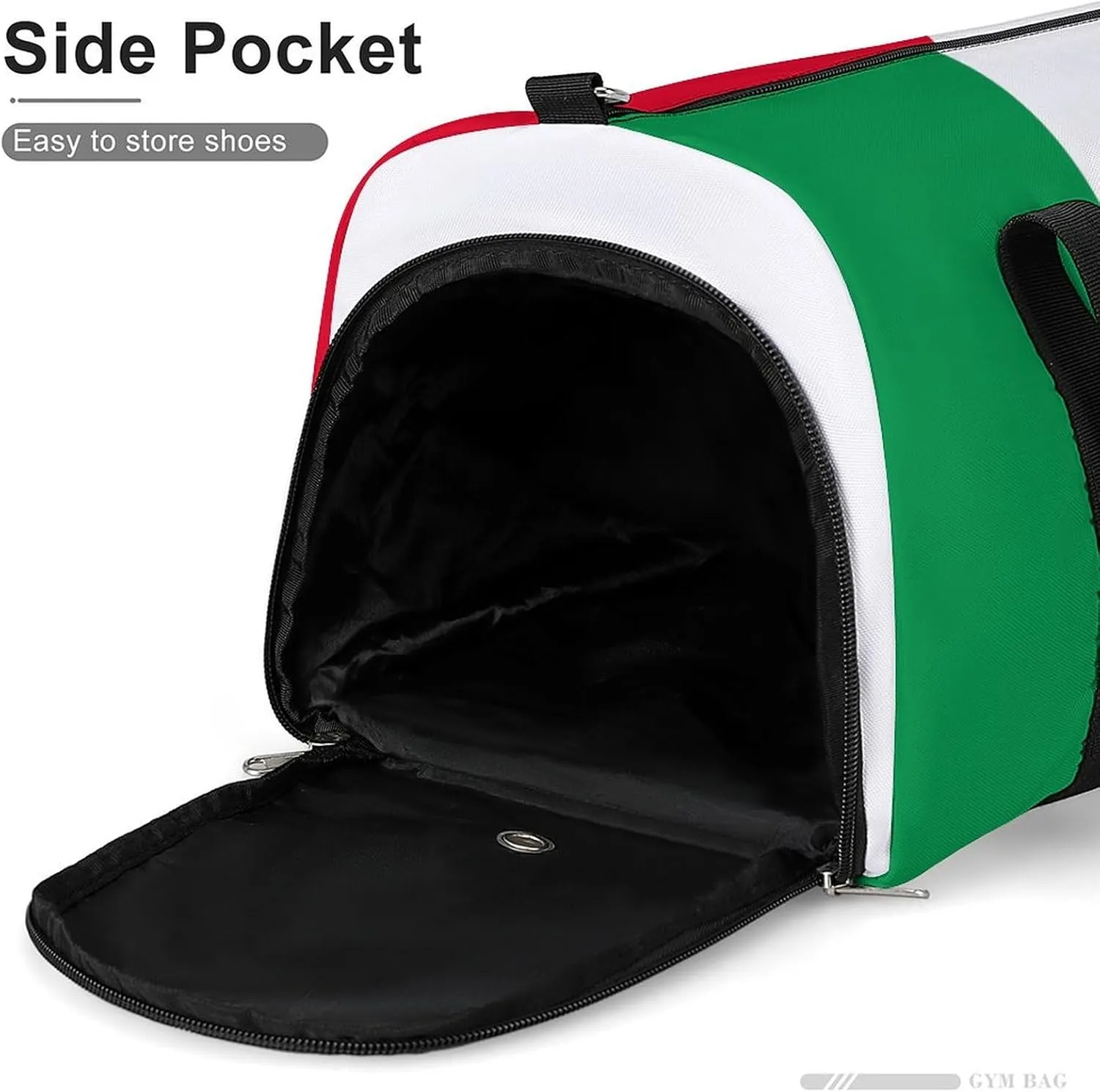 Italian Flag Gym Duffel Bag for Boys Girls Waterproof with Shoe Compartment