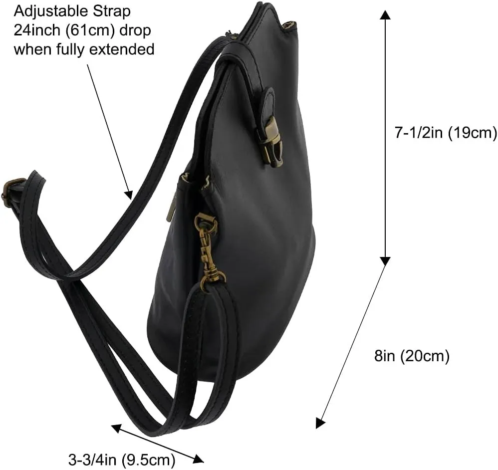 Italian Genuine Leather Small Purse, Crossbody Bag, Shoulder Bag with Snap & Clasp Closure For Women