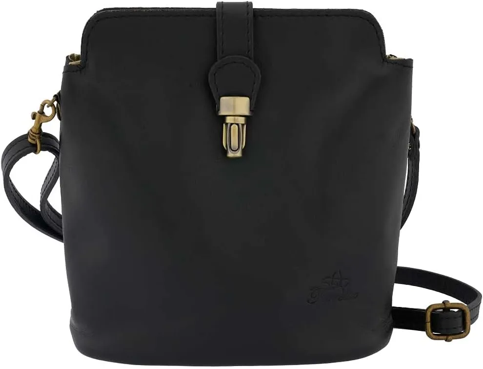 Italian Genuine Leather Small Purse, Crossbody Bag, Shoulder Bag with Snap & Clasp Closure For Women