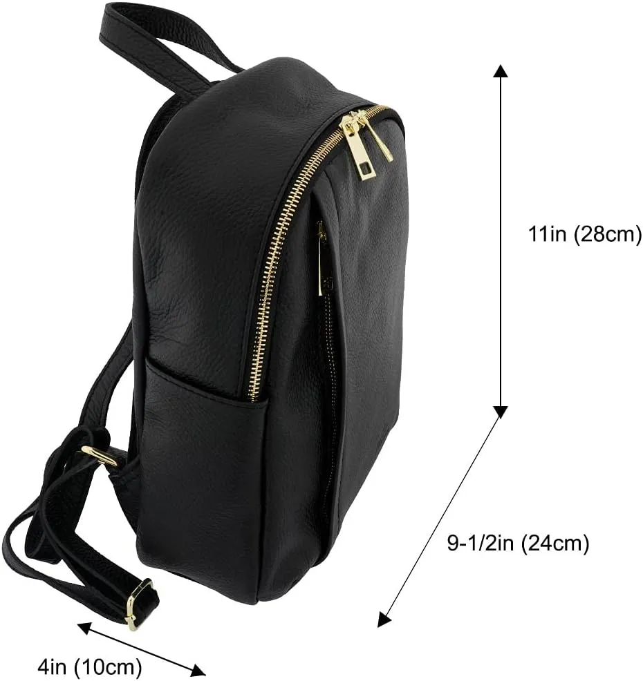 Italian Genuine Leather Women Genuine Leather Backpack Purse Travel Bag For Women - Black