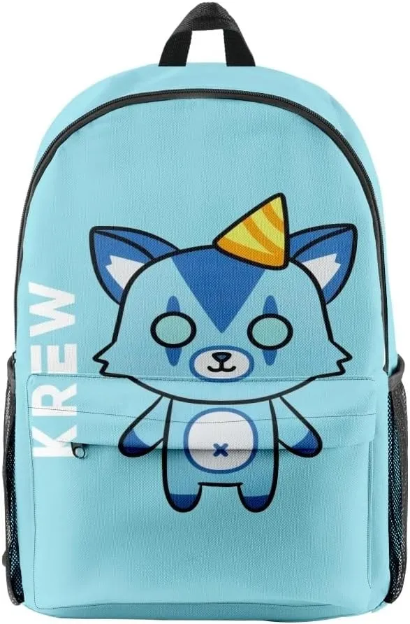 ItsFunneh Krew District Merch Zipper Backpack Men/Women Funny Cartoon Canvas Bag Oxford Cloth Travel Bag (WP11762A10)