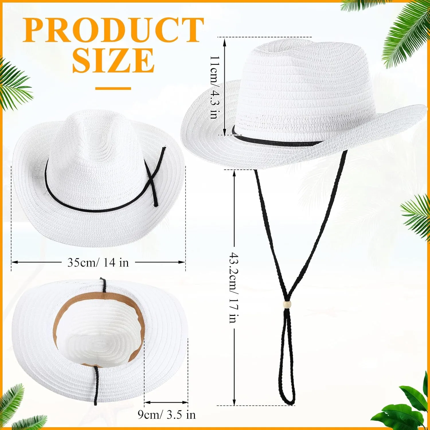 JaGely 15 Pcs Straw Cowboy Hats Wide Brim Summer Hat Women Men Country Accessories for Western Themed Party Concerts Birthday