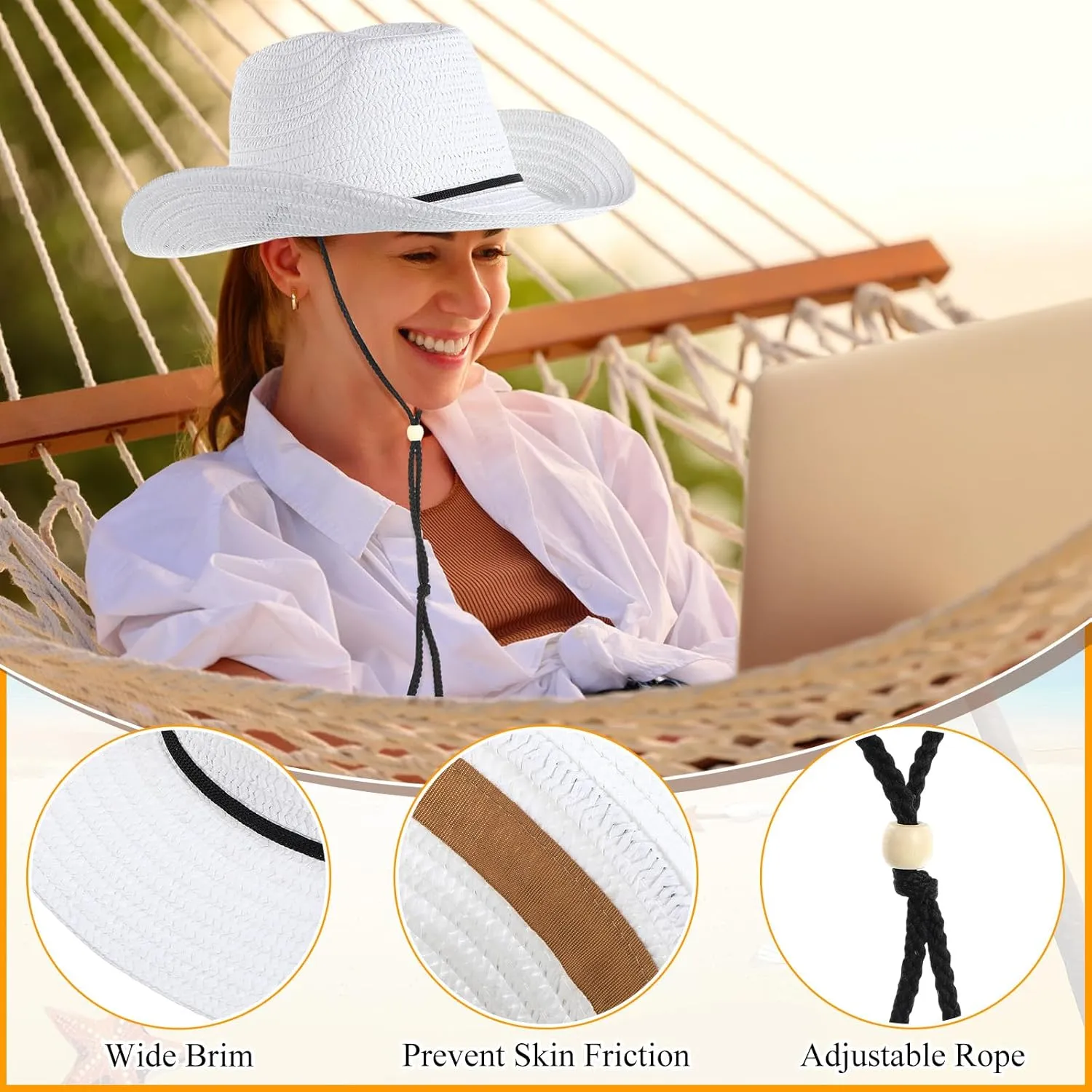 JaGely 15 Pcs Straw Cowboy Hats Wide Brim Summer Hat Women Men Country Accessories for Western Themed Party Concerts Birthday