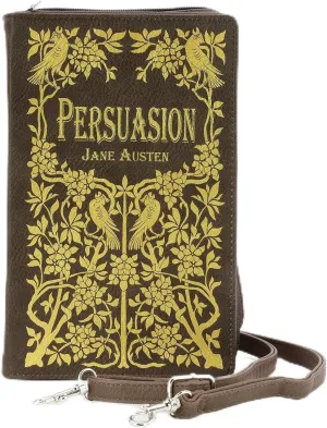 Jane Austen Persuasion Book Clutch Crossbody Bag for Women, Brown