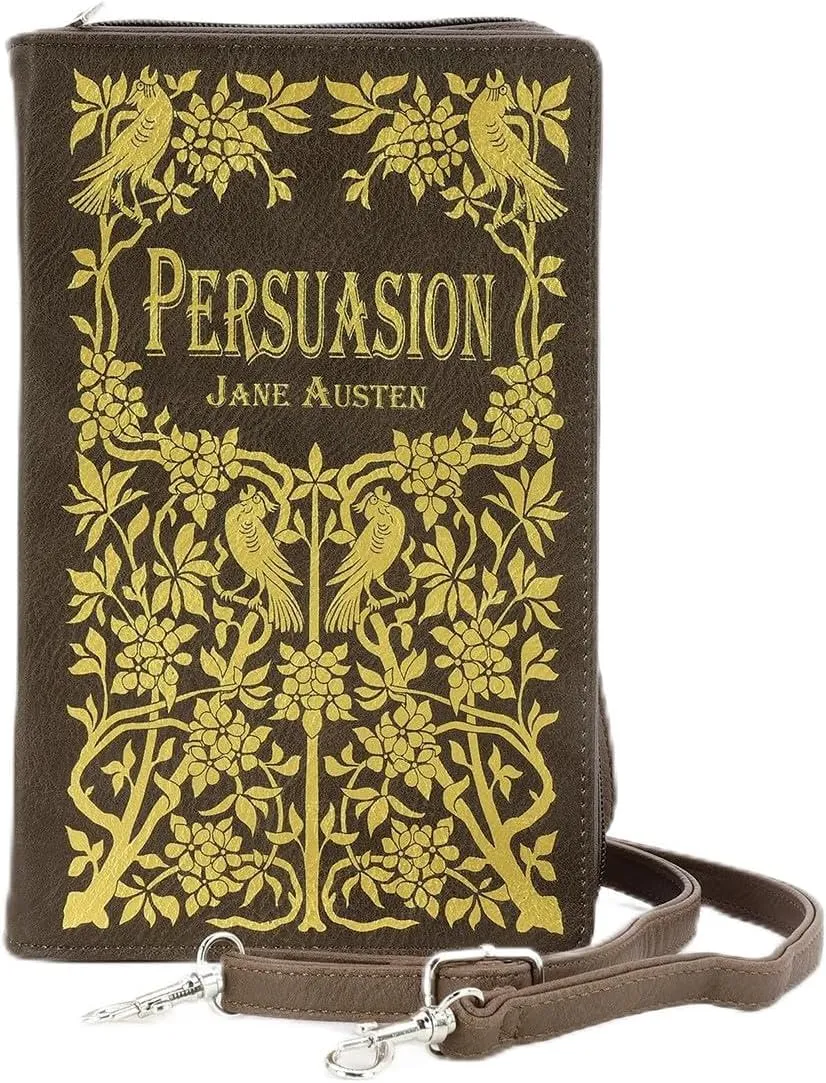 Jane Austen Persuasion Book Clutch Crossbody Bag for Women, Brown