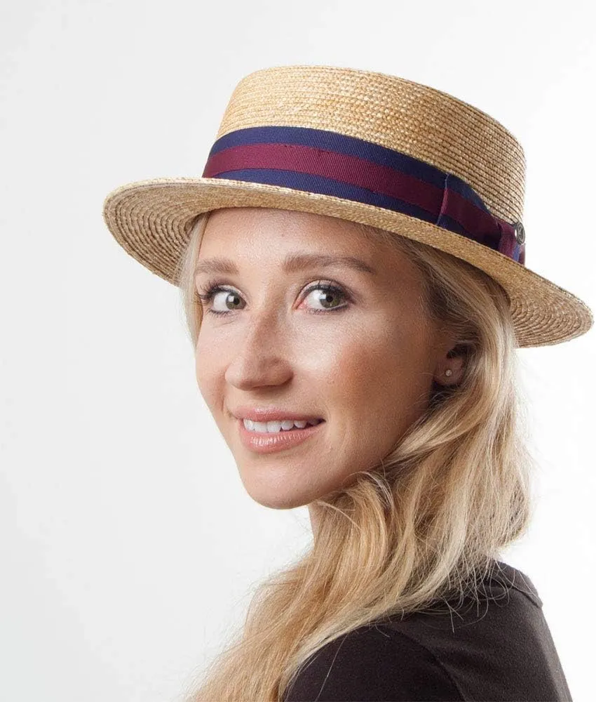 Jaxon & James Straw Boating Hat with Natural Striped Headband