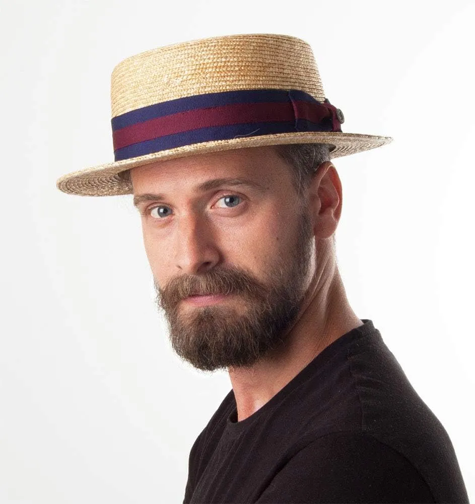 Jaxon & James Straw Boating Hat with Natural Striped Headband