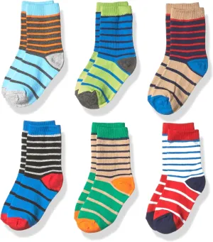 Jefferies Socks Boys' Stripe Cotton Crew Socks 6 Pair Pack
