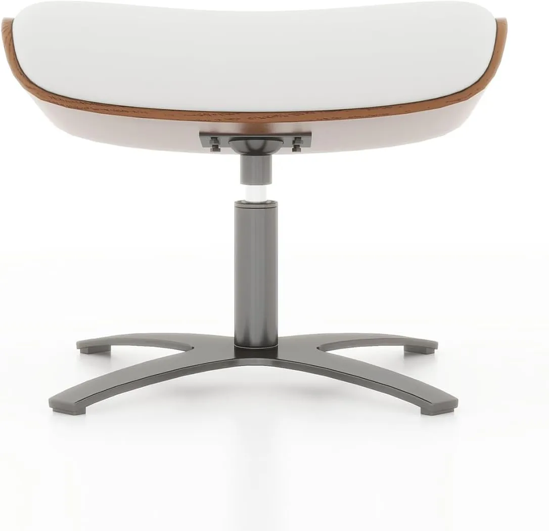 Jennifer Taylor Home Jovan 20.5" Mid-Century Modern Genuine Leather Footstool Ottoman, Porcelain White Leather