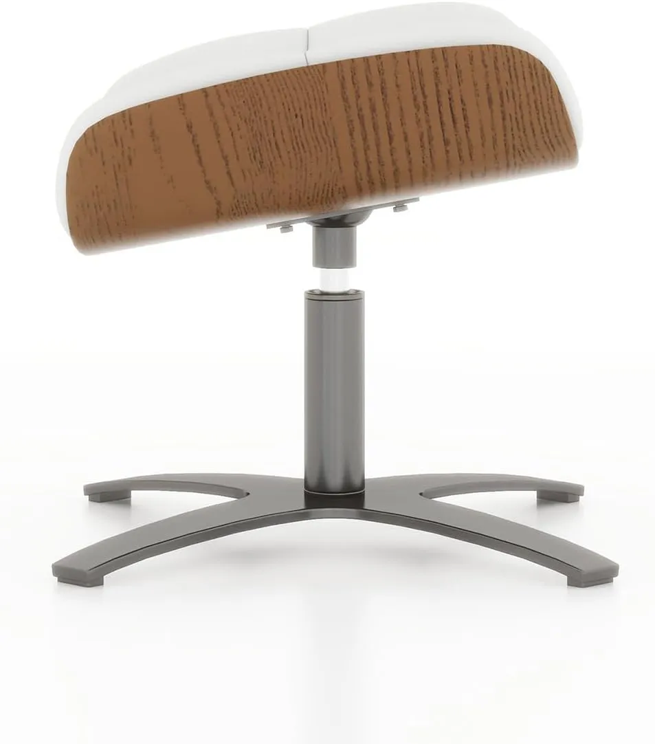 Jennifer Taylor Home Jovan 20.5" Mid-Century Modern Genuine Leather Footstool Ottoman, Porcelain White Leather