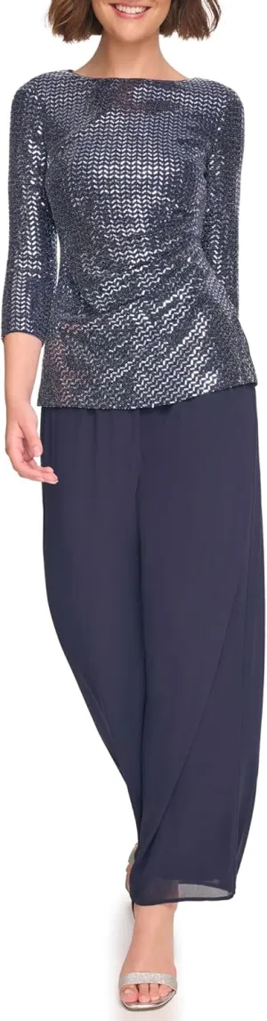Jessica Howard womens Sequin Bodice Jumpsuit