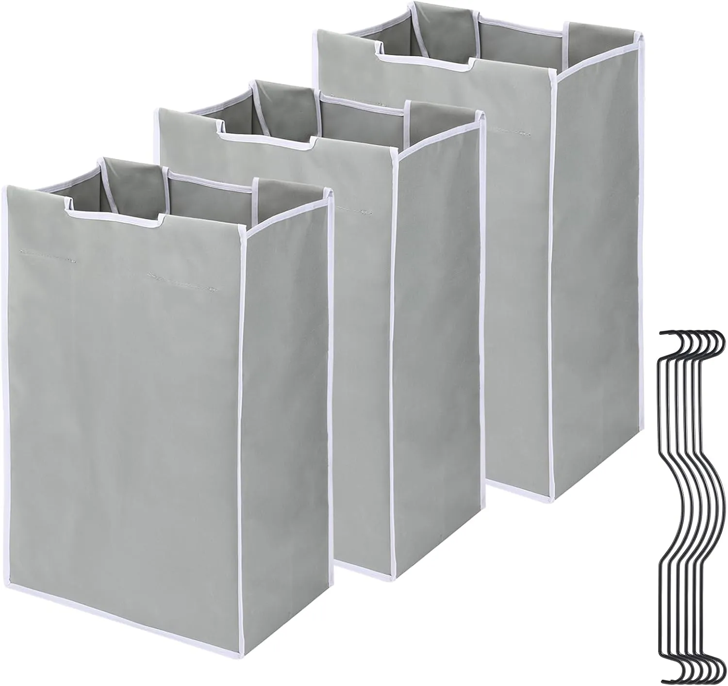 Jhua 3 Pack Large Laundry Sorter with 6 Handles, 600D Replacement Bags, 14.9x9.0x21.7in