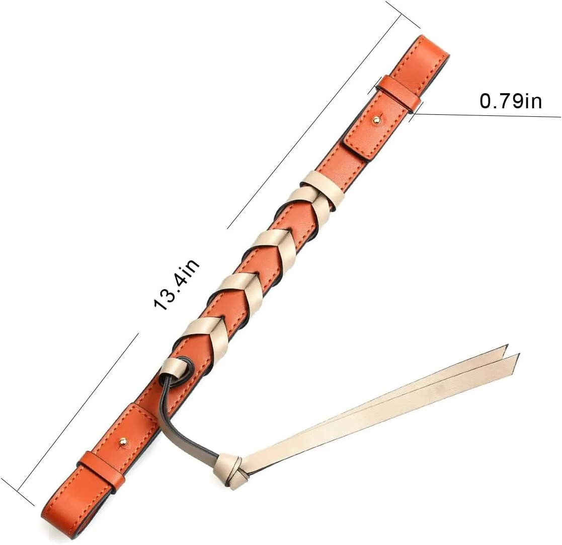 Jiesinlov Bag Handle Strap Genuine Leather Replacement Woven Strap for Flamenco Mini Bucket Handbag Makeover