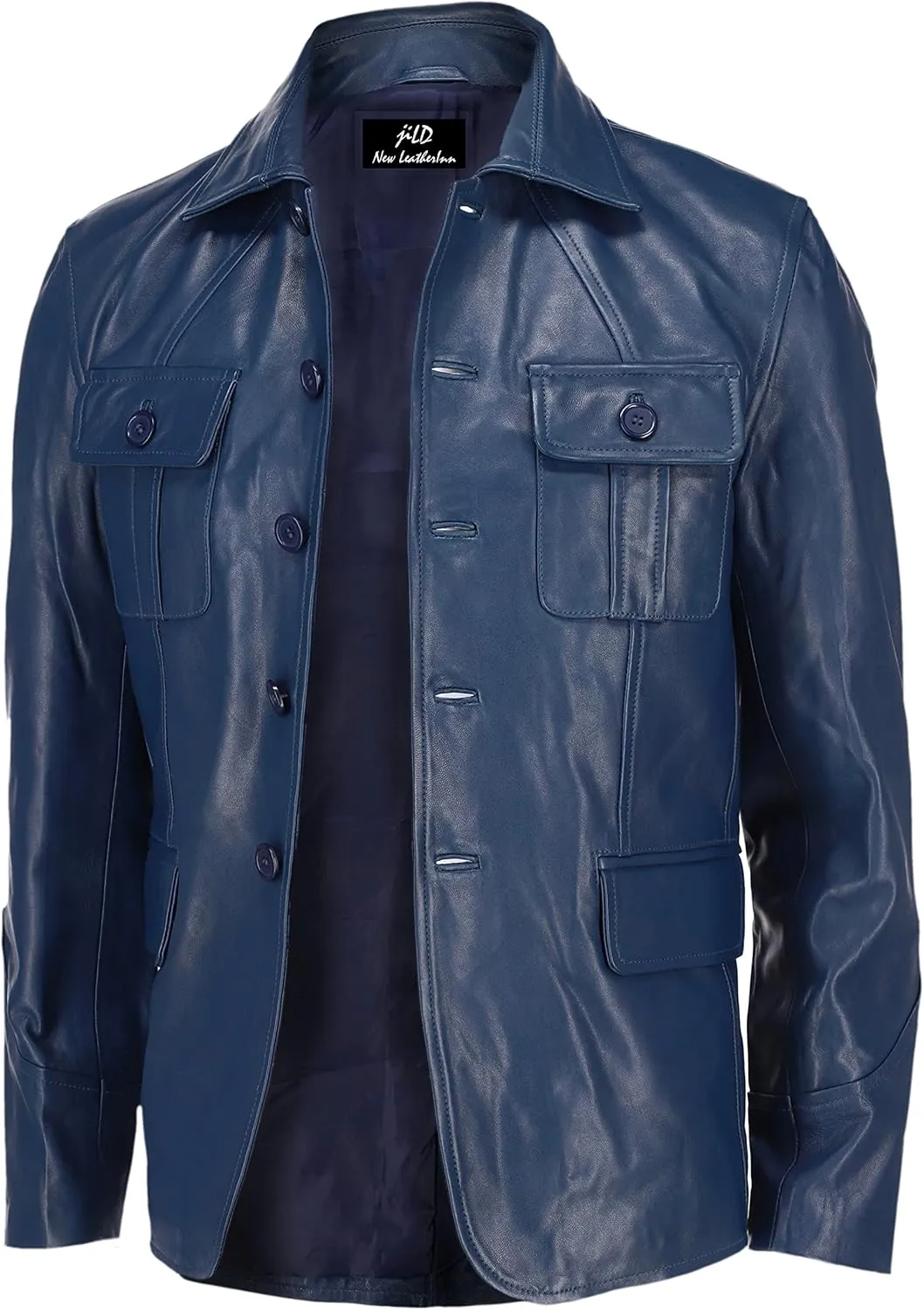 Jild Lambskin Leather Jacket Men Casual Coat – Notched Collar Classic Bond’s Style Ultimate Leather Blazer for Men