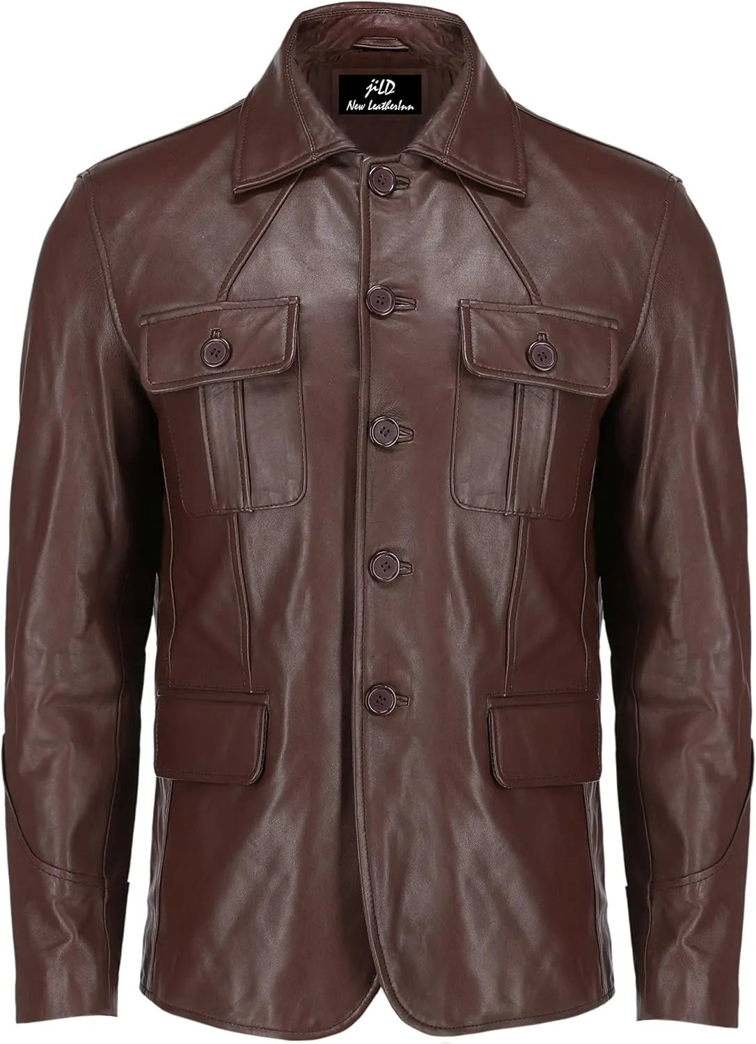 Jild Lambskin Leather Jacket Men Casual Coat – Notched Collar Classic Bond’s Style Ultimate Leather Blazer for Men
