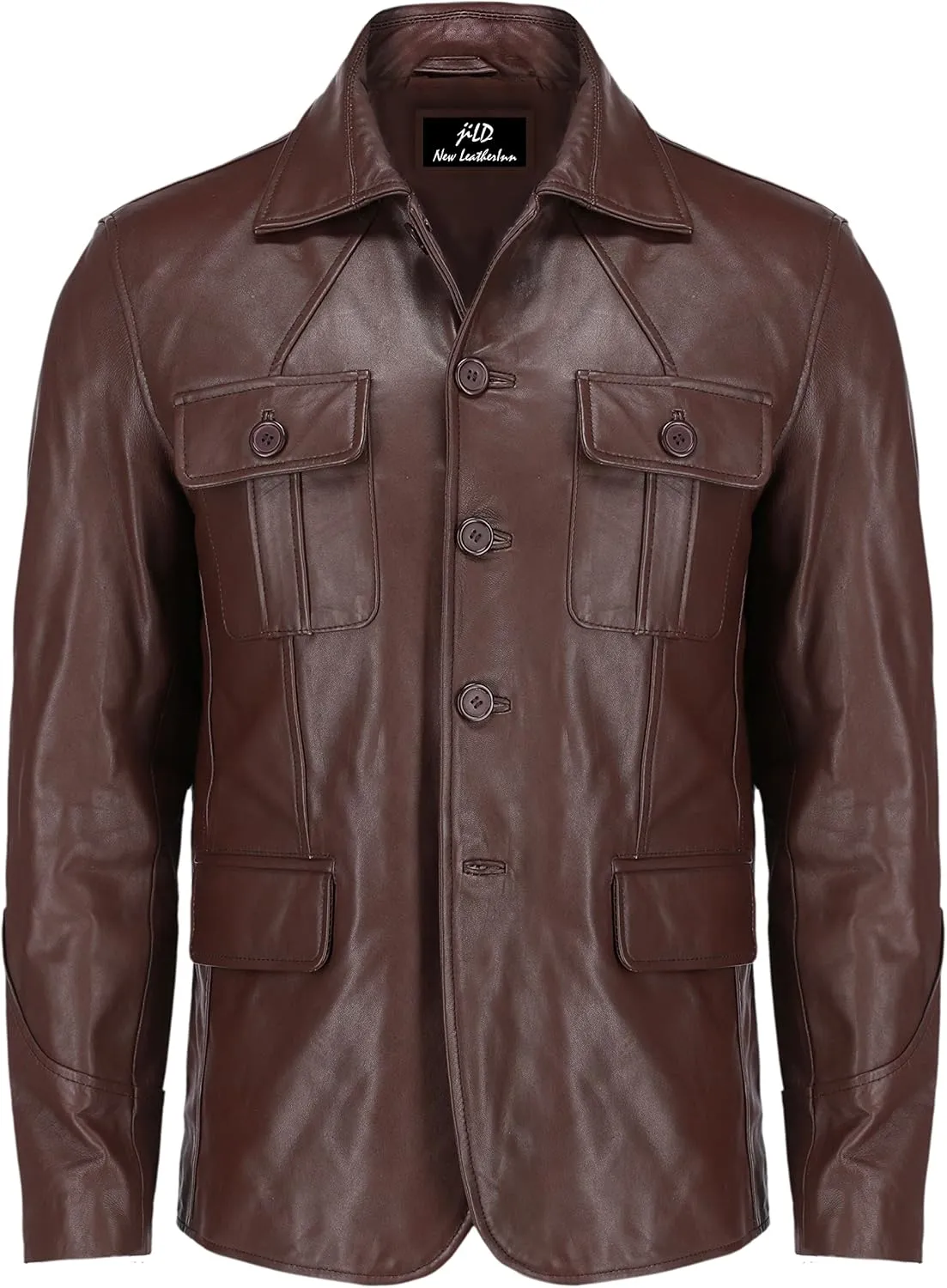 Jild Lambskin Leather Jacket Men Casual Coat – Notched Collar Classic Bond’s Style Ultimate Leather Blazer for Men