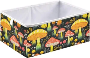 JIPONI Mushroom Magic Foldable Storage Bins Baskets, Storage Cube Box Organizers for Toys, Clothes, Closet, Shelves 16x11x7 In