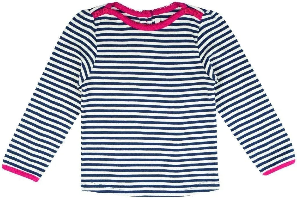 JoJo Maman Bebe Baby Girls' Nautical Stripe Top - Navy Cream Stripe - 6-12 Months