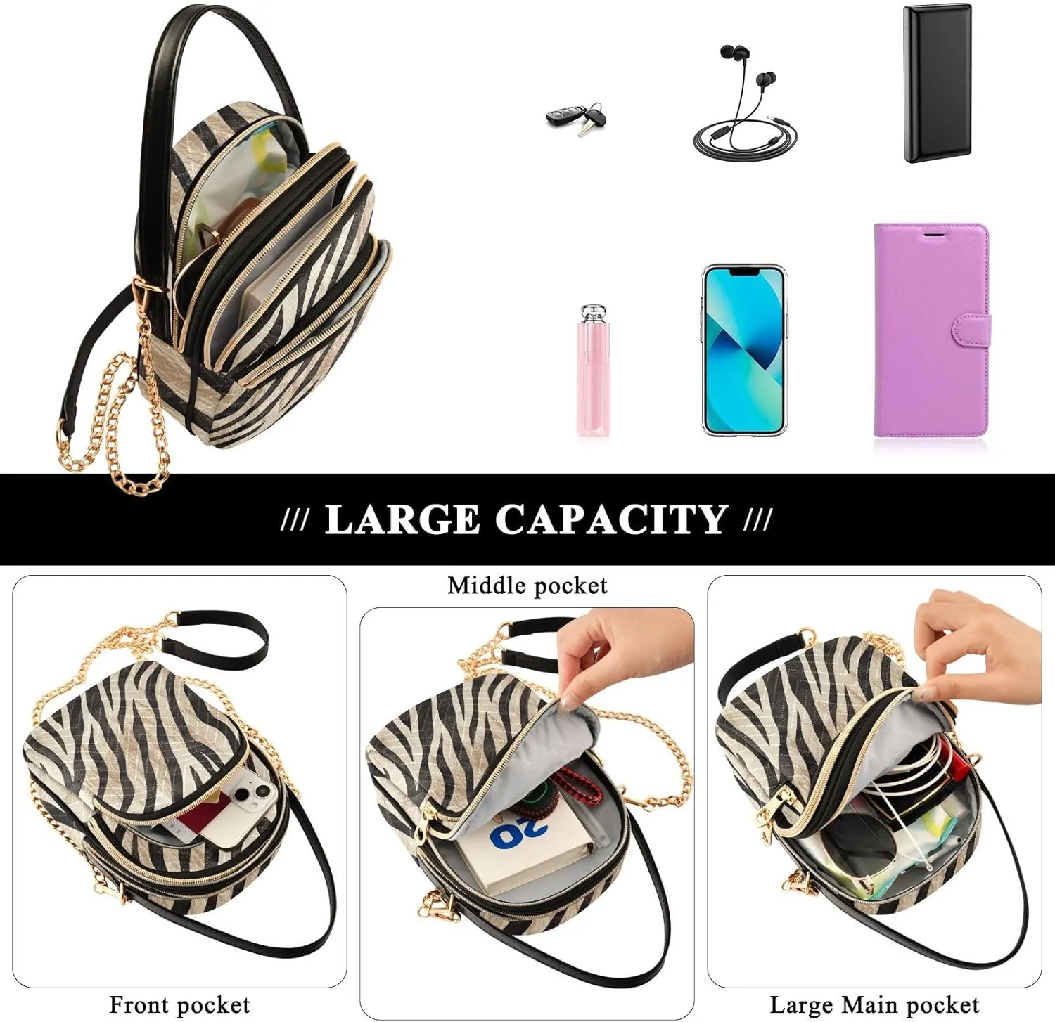 Joko Ivery Multi Pockets Crossbody Bags for Women Zip Cell Phone Purse Wallet Bag with Detachable Shoulder Strap for Girls