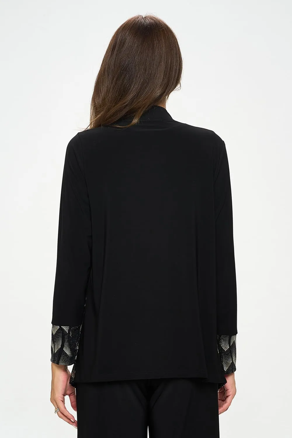 Jostar Women's Drape Sequin Jacket - Long Sleeve Open Front Contrast Print Cardigan
