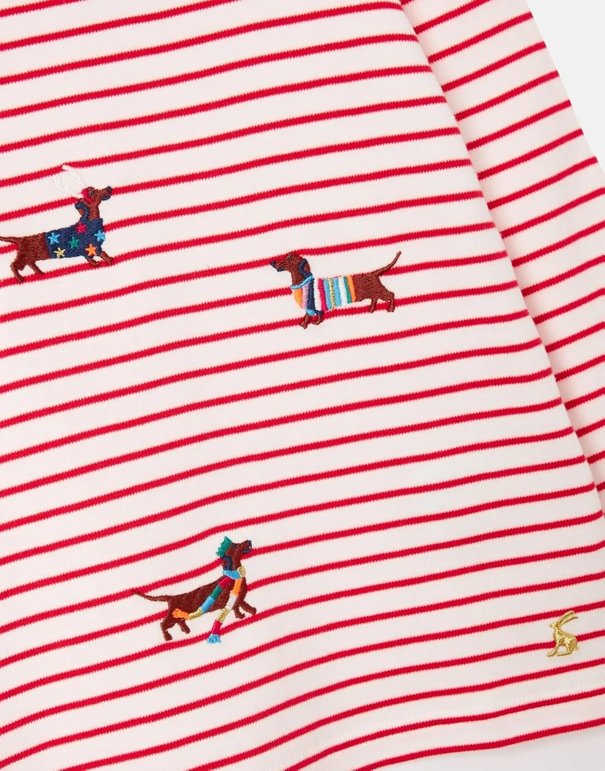 Joules Girl's Harbour Luxe Family Dog Embroidered Christmas Sweater