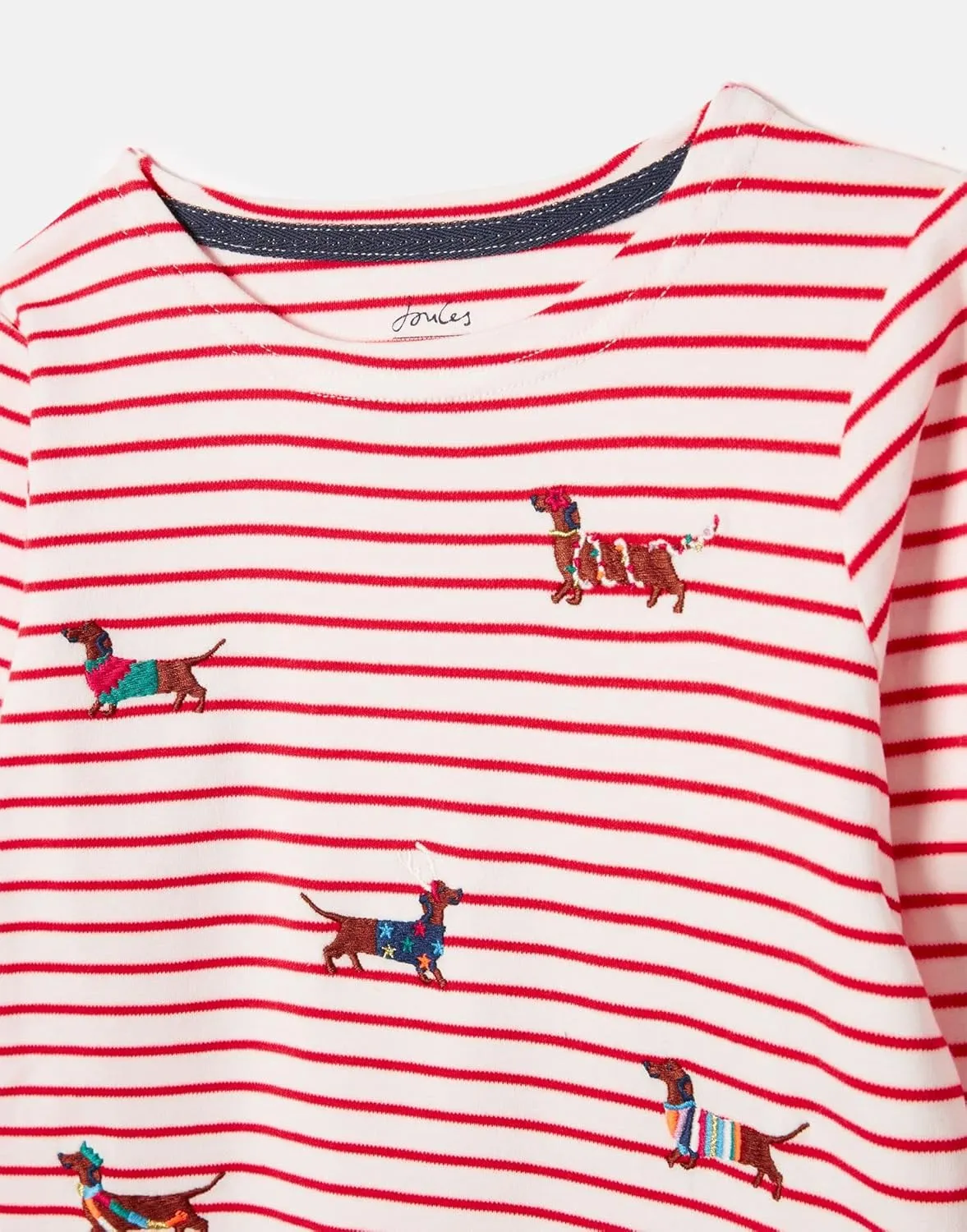 Joules Girl's Harbour Luxe Family Dog Embroidered Christmas Sweater