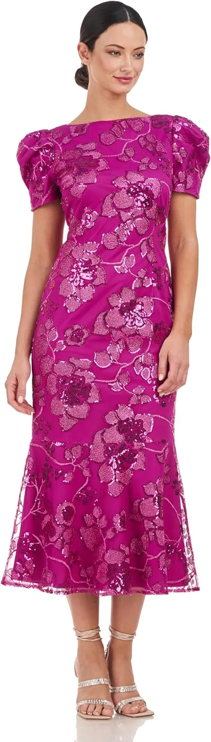 JS Collections Women's Ayla Pleated Sleeve Cocktail