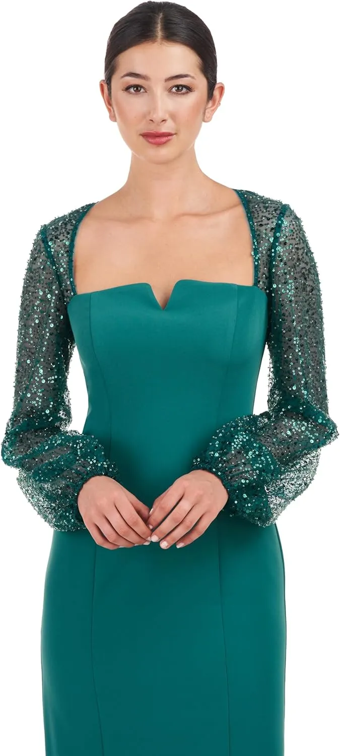 JS Collections Women's Kim Gown with Sequin Sleeve